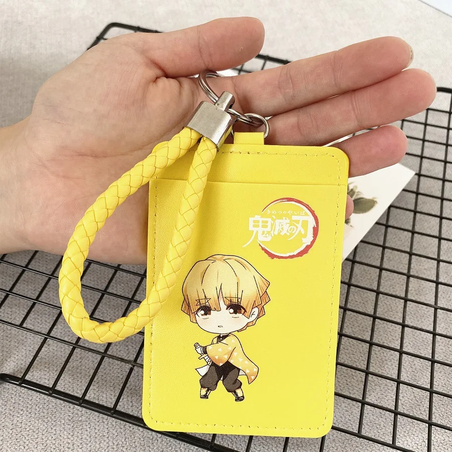 Anime Demon Slayer Kimetsu no Yaiba PU Card Holder Kamado Tanjirou Cosplay ID Card Cover Fashion Keychain Pendant Accessories