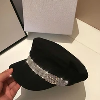 brand beret fashion diamond visor military hat autumn winter vintage cotton beret cap for women england style flat cap