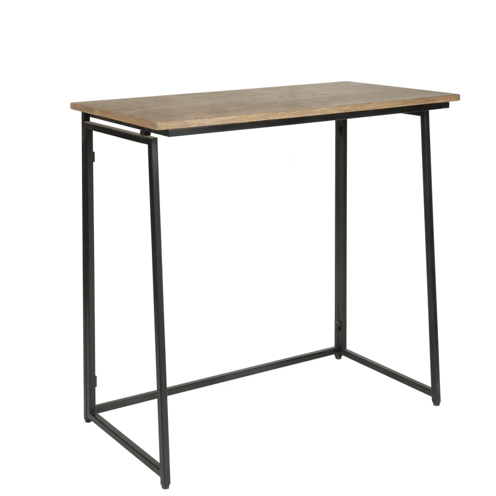 

Office Computer Desk Study Table Laptop Desk Iron Original Wood Color All-In-One Foldable without Installation[US-Stock]