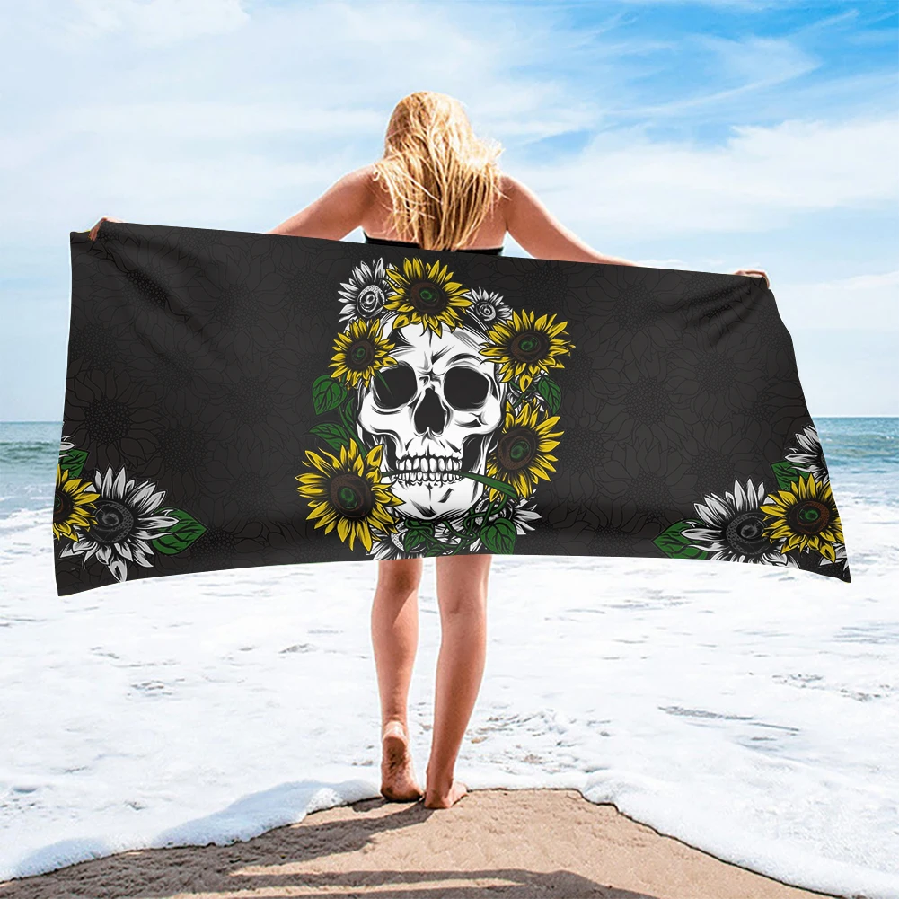 

Quick Dry Beach Swimming Towels Sunflower With Skull Print Bath/Shower Towels Quick-dry Gym Yoga Toallas Robe Blankets 2021