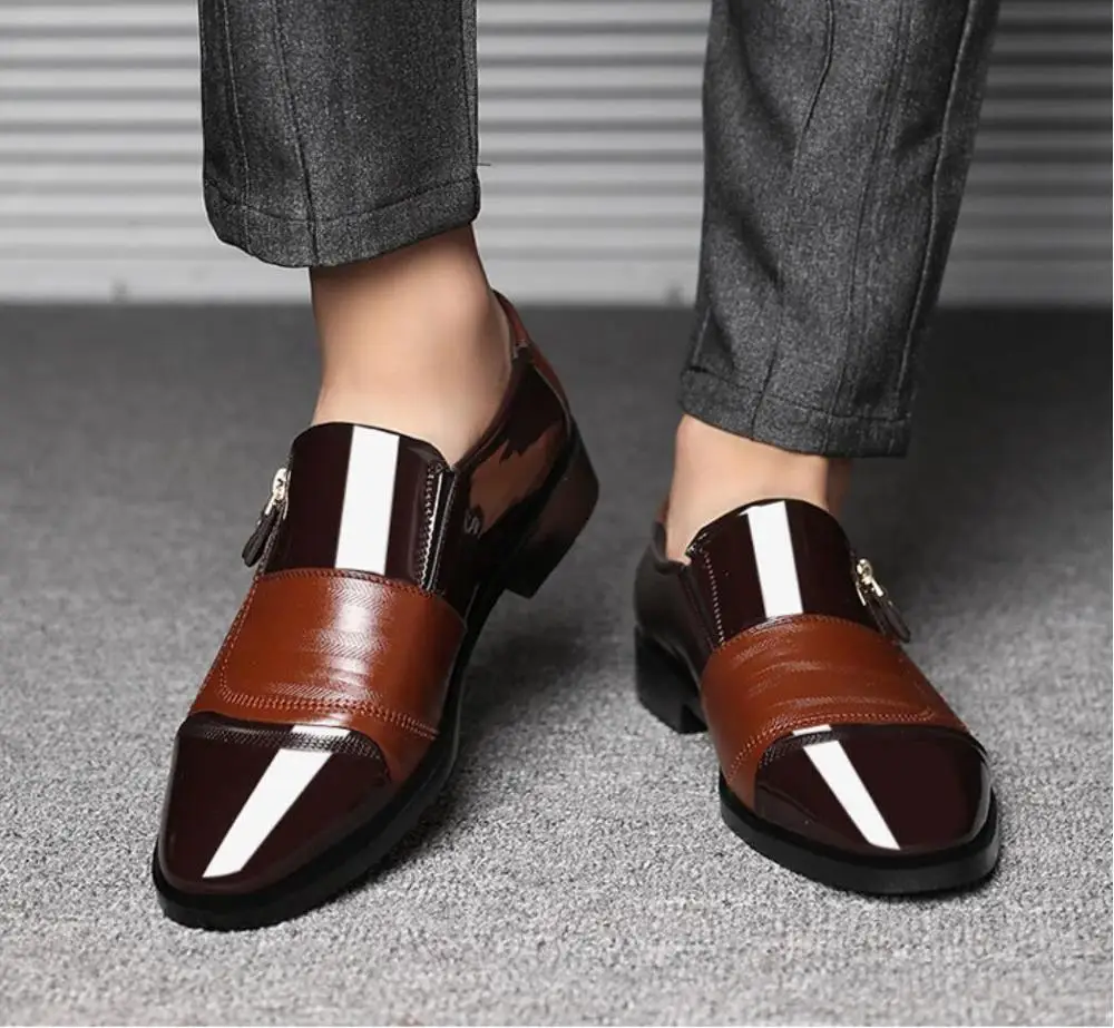 Мужские кожаные туфли оксфорды на каблуке коричневые повседневные из дышащей