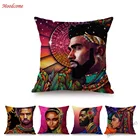 Чехол для подушки в богемном стиле, цветная хлопковая декоративная подушка, 18 дюймов, Африканский воин, принц, Африканский мужчин и женщин