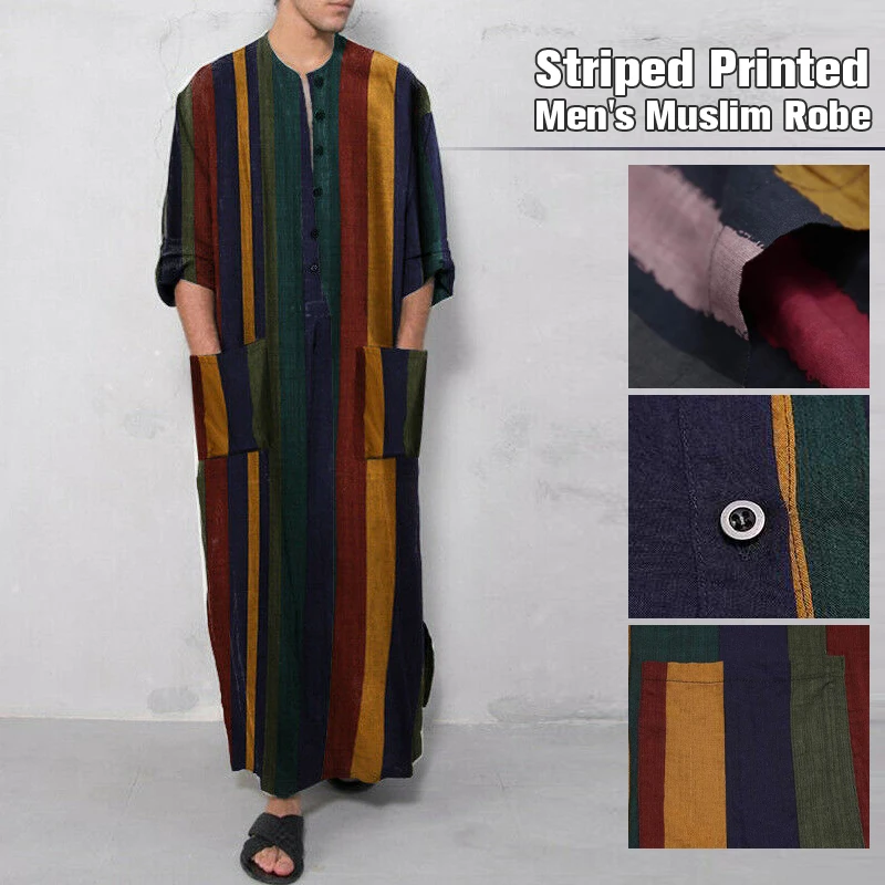 Vintage Mens Saudi Robe Jubba Thobe Islamic Arab Kaftan Short Sleeve Dress With Pockets Muslim Robes Saudi Arabia Dubai Tops