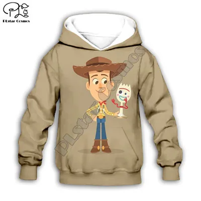 Beige Детская одежда, толстовки с капюшоном с объемными изображениями героев мультфильма «Forky Toy Story 4 The Walking Toys»/свитер для мальчиков, свитшот с изображением шерифа Вуди, стиль Базза Лайтера-5 - Цвет: Beige