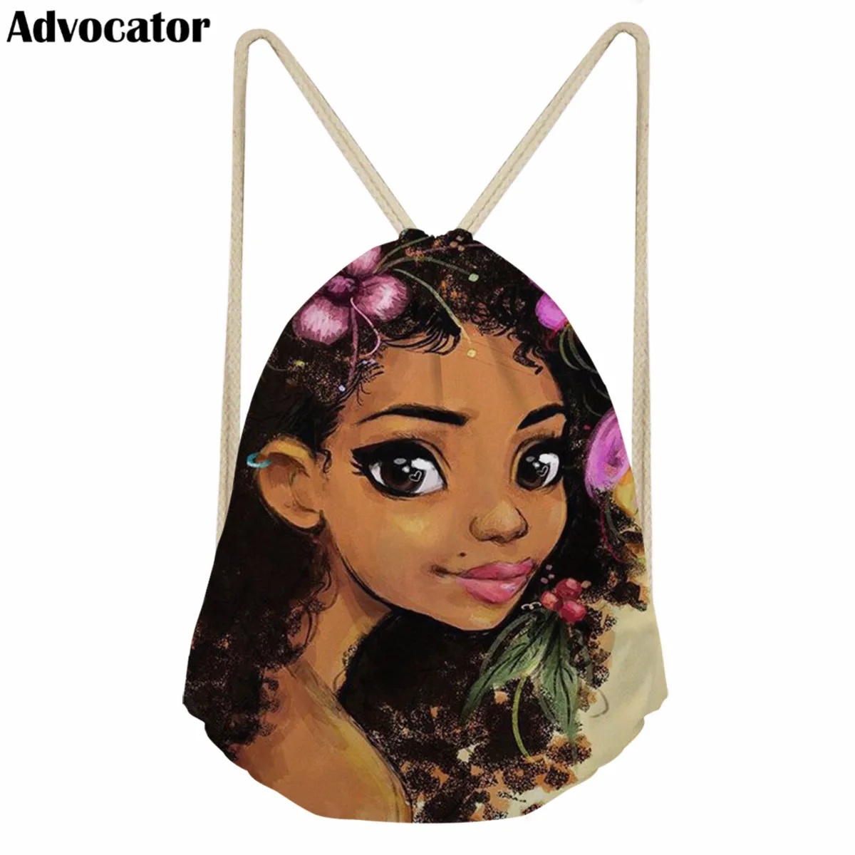 

Женский холщовый рюкзак на шнурке, с цветочным принтом