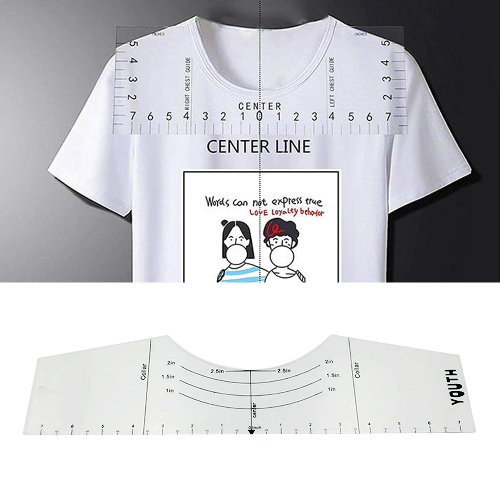 

T-Shirt HTV Vinyl ment Ruler Tool/Guide Silhouette Design Template