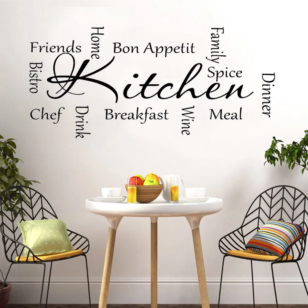 

Kitchen Words Dinner Wine Bon Appetit Wall Sticker Quotes Wall Decals Vinyl Modern Art Home Decor Kichen Murals Removable