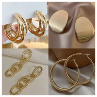 2021 fashion retro style multi series earrings geometric circle hanging metal lady earrings korean fashion party jewelry