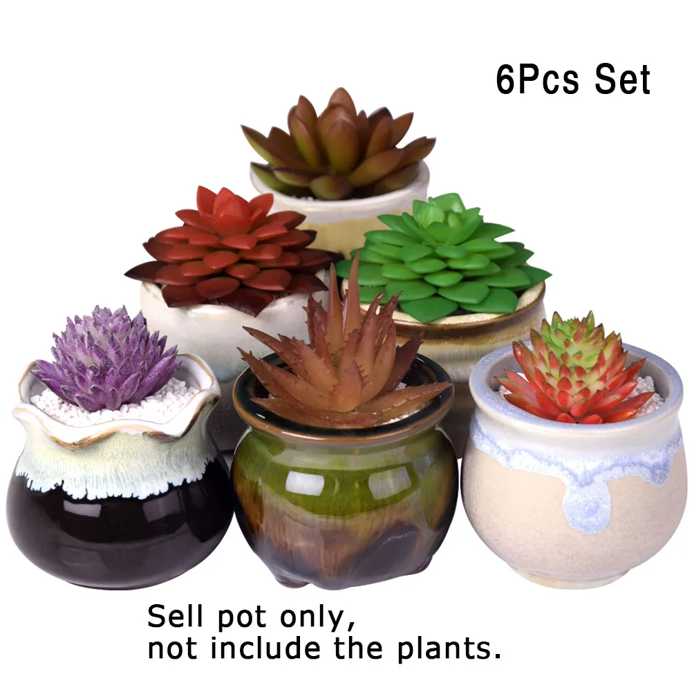 

6Pcs/lot Succulent Cactus Pots Flower Pots Ceramic Pots Planter Plant Garden Ceramic Planter Pots Outdoor Garden Home Decoration