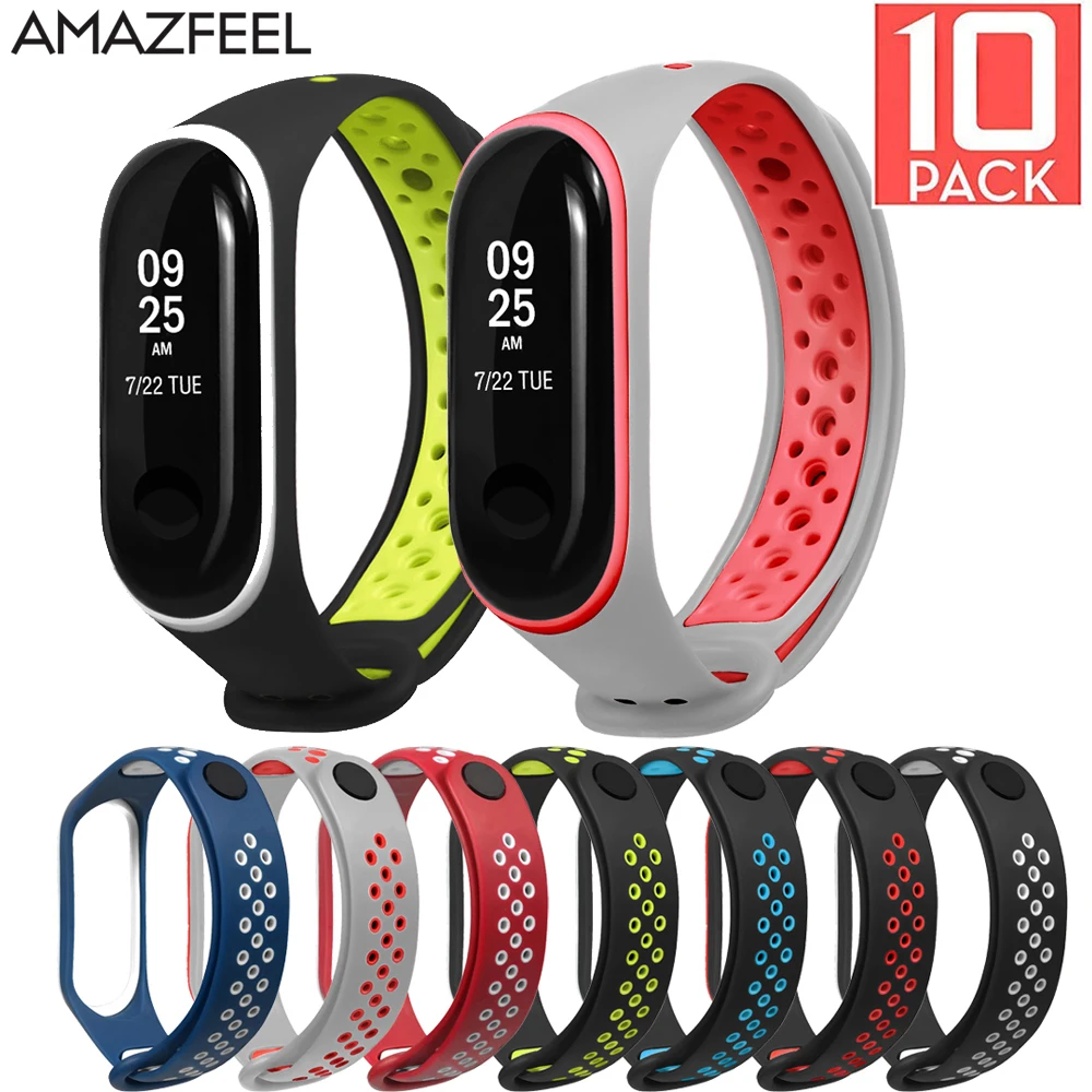Ремешок на запястье для Mi band 4 силиконовый двухцветный браслет Band 4/ 3 аксессуары 10