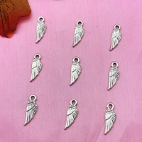 10pcs metal silver color alloy wings charms for jewelry making pendants diy wings necklace bracelet earrings fashion accessories