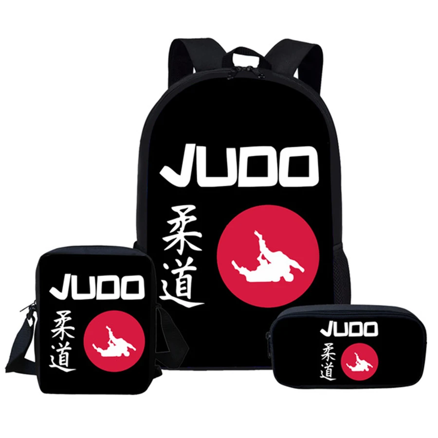 HaoYun 3PCs/Set Fashion Backpack I Love Judo Pattern Kids School Bags Kongfu Exercise Design Teenagers Book-Bags Set