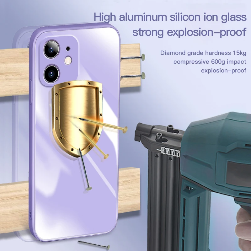 Роскошный квадратный чехол ASM из закаленного стекла для iPhone 11 12 Mini Pro Max XS XR X 7 8 Plus SE