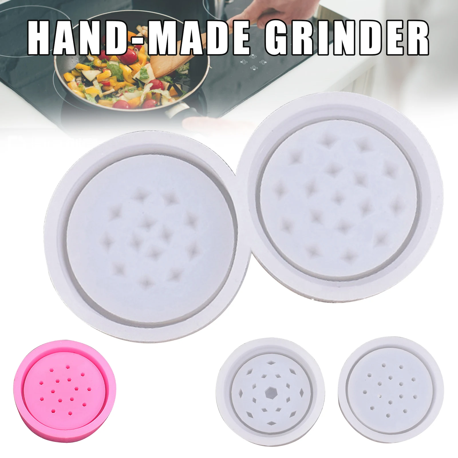 

Grinder Mold 2.36"x0.7"/3.54"x0.7" Handmade Multi-Purpose Silicone Grinding Mould Tools J55