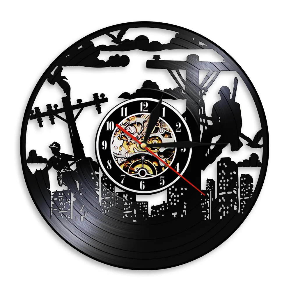 

Electrical Lineman Utility Worker Wall Clock Lineman Vinyl Record Wall Clock Line workers Home Decor Lineman Gift LED Light Lamp