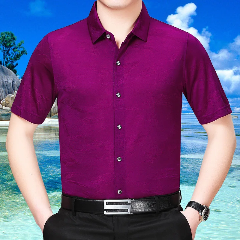 Рубашка мужская летняя с коротким рукавом 2020 шелковая 100% | Мужская одежда