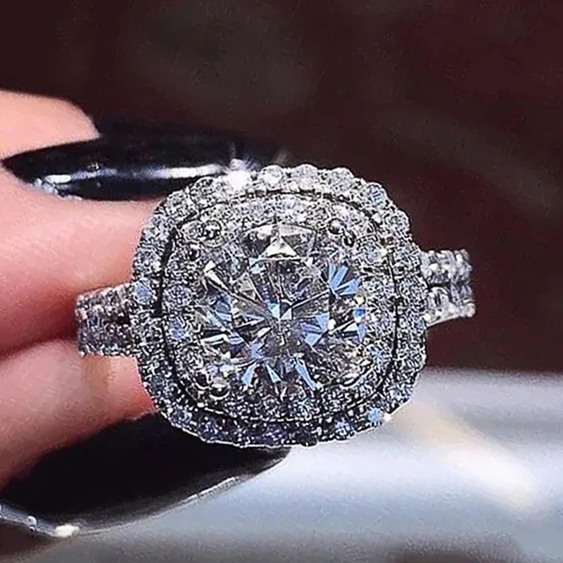 

Женское кольцо с круглым фианитом, Ювелирное Украшение