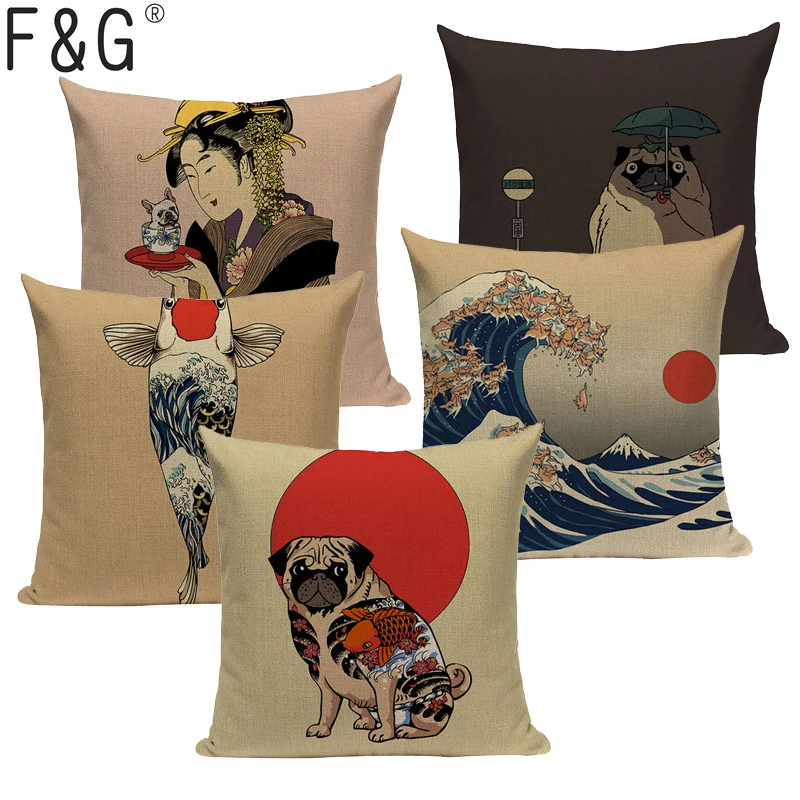 Лидер продаж Модная японская наволочка для подушки в этническом стиле с