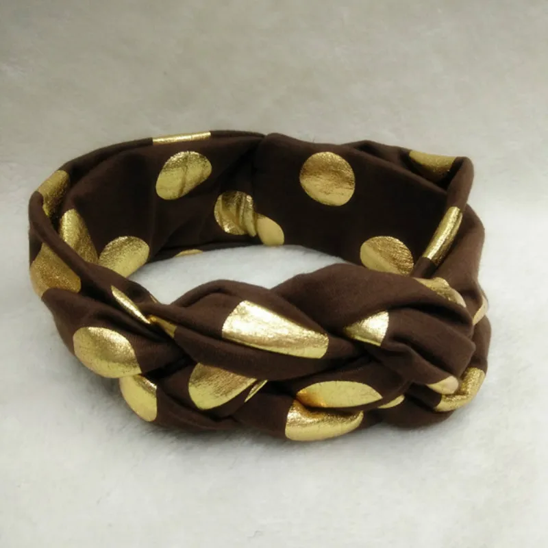 Детская повязка на голову с узлом эластичная для волос в горошек Женский тюрбан