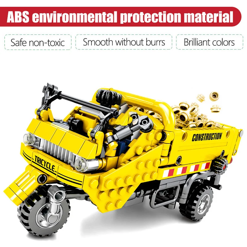 Трицикл самосвал строительные блоки для автомобилей Engineering город Детские кубики