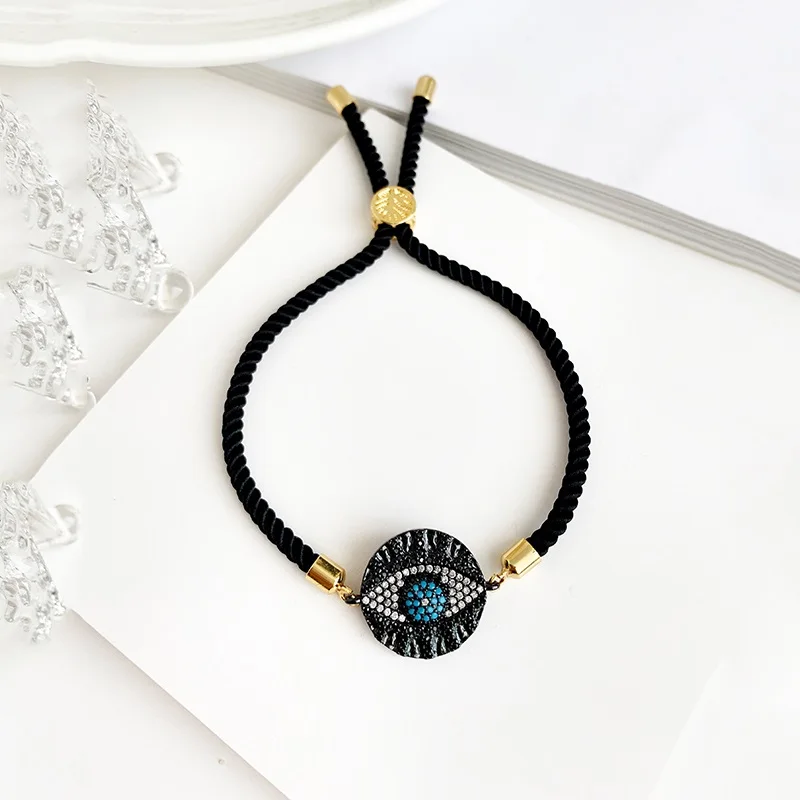 eye gun black Золотой браслет Evil Eye для женщин CZ Радуга турецкий черный медь инкрустация циркон браслет из голубых кристаллов девушки ожерелье от сглаза - Окраска металла: eye gun black