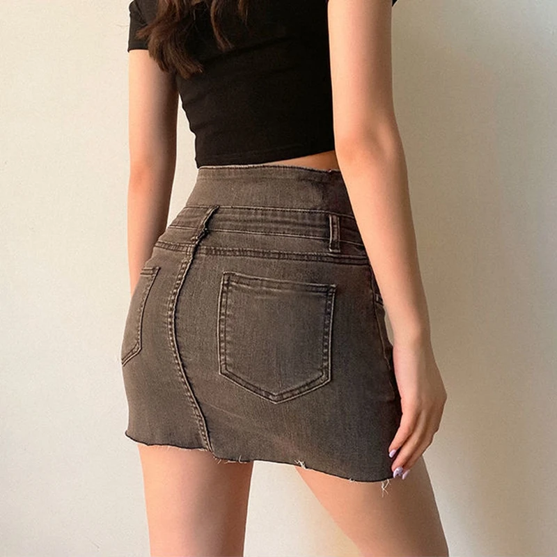 Мини-юбка женская джинсовая облегающая с завышенной талией XL |