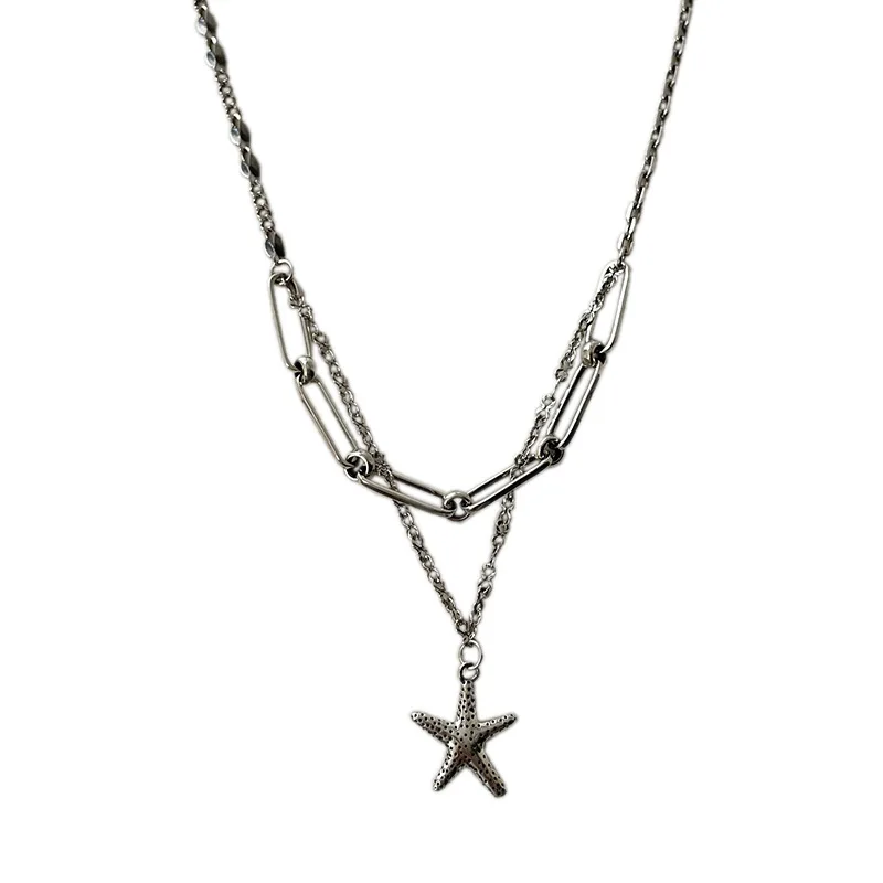 

2021 Chic Luxury Simple Casual Link Chain Starfish Pendant Necklace Fashion Jewelry