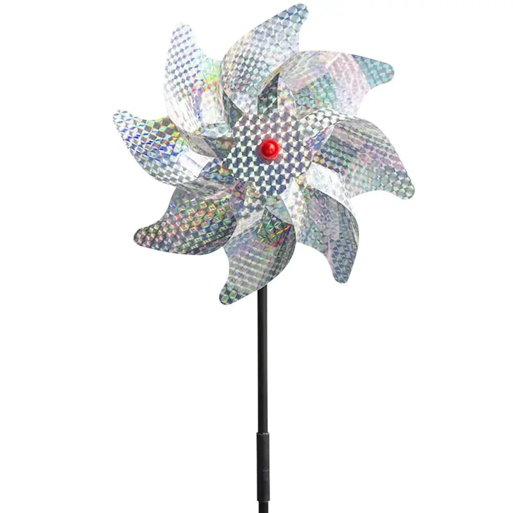 

8 Leaves Bird Repeller Windmill Spinner DIY Birds Deterrent Silver Pinwheels For Protect Outdoor Garden Lawn Yard Decoration HOT