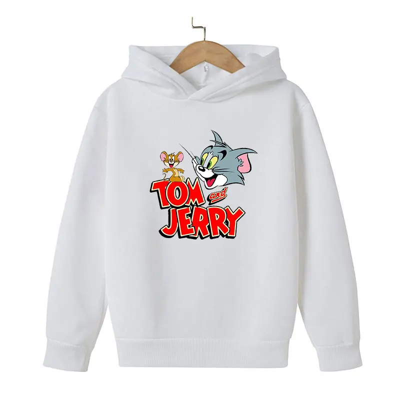 2021 The New Kids Tom Cat Hoodies Children Autumn Winter Sweatshirts Cartoon Girls Long Sleeve Pullover Jerry Boys Streetwear | Детская