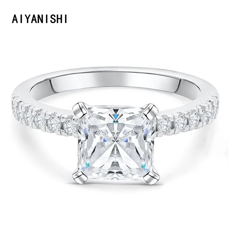 

AIYANISHI S925 Rings For Women 1CT Princess Rings Wedding Bridal Ring Jewelry Engagement Party Bijoux Femme Gift Drop Shipping