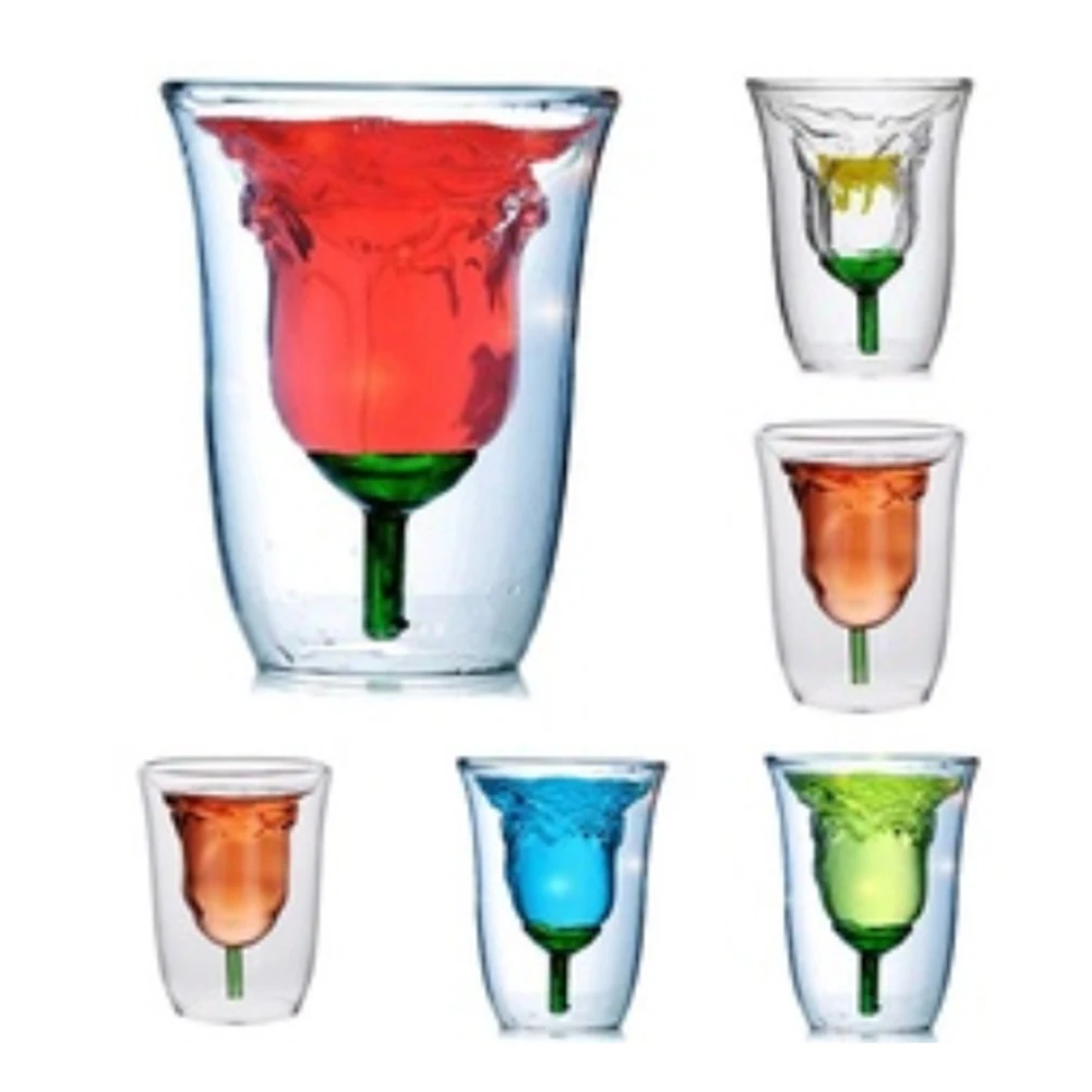 180 мл двухслойный бокал для вина в форме розы Коктейльная чашка ликера домашний