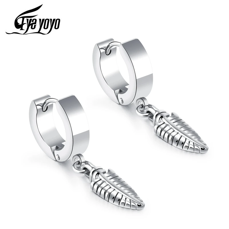 Корейские модные серьги EyeYoYo из титановой стали мужские с черными