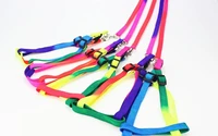 adjustable durable dog leash nylon rainbow pet dog collar harness vest set soft harness leash for dogs cats outdoor walking