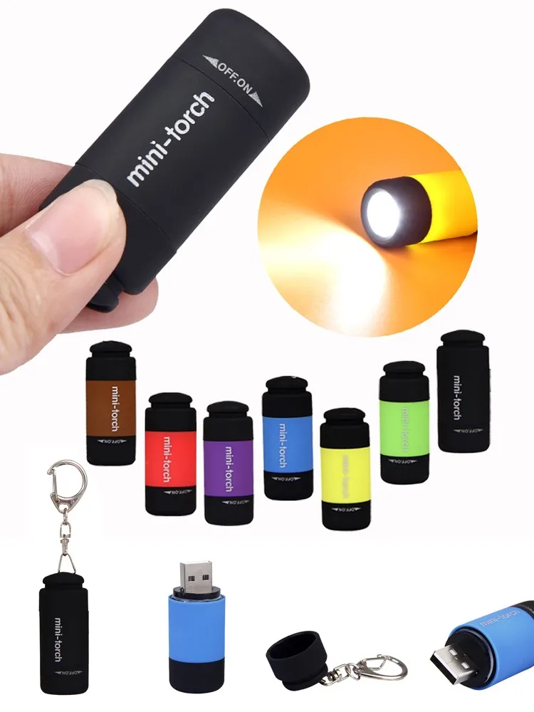 Супер Мини светодиодный светильник портативный флэш-светильник USB Открытый водонепроницаемый перезаряжаемый брелок фонарь лампа светильник s многоцветный#25