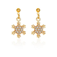gemstone earrings snowflake woman jewelry fashion high quality retro hollow snowflake crystal simple long fashion earring