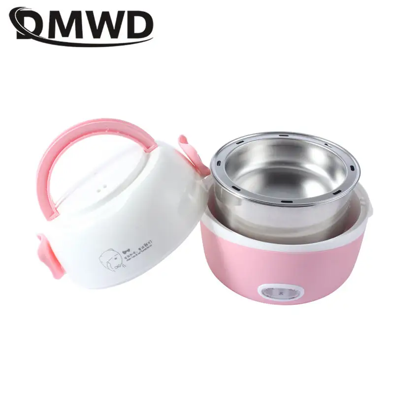 

DMWD MINI Rice Cooker Thermal Heating Electric Lunch Box 2 Layers Portable Food Steamer Cooking Container Meal Lunchbox Warmer
