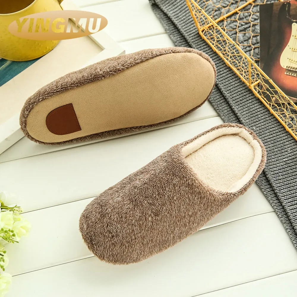 

2021 men's warm home plush soft slippers indoor Antiskid winter floor bedroom shoes keep warm