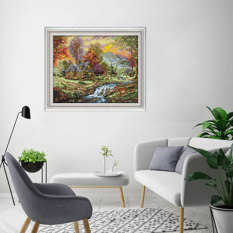 Вышивка крестом Joy Sunday вышивка крестиком пейзаж вилла домашний декор принт