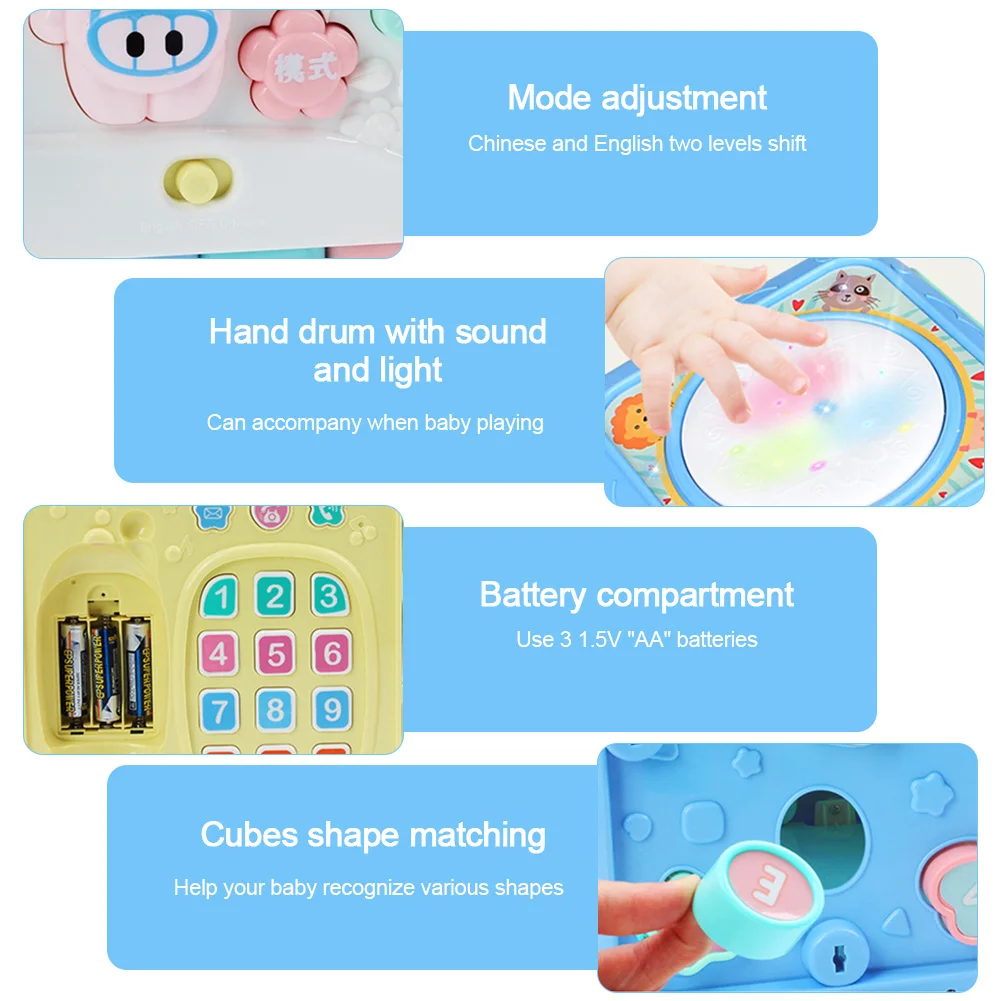 

Baby Hexahedral Cube Toy hand drum piano music phone pairing beads gear playing toys Activity Cube Toys For Children wondeful