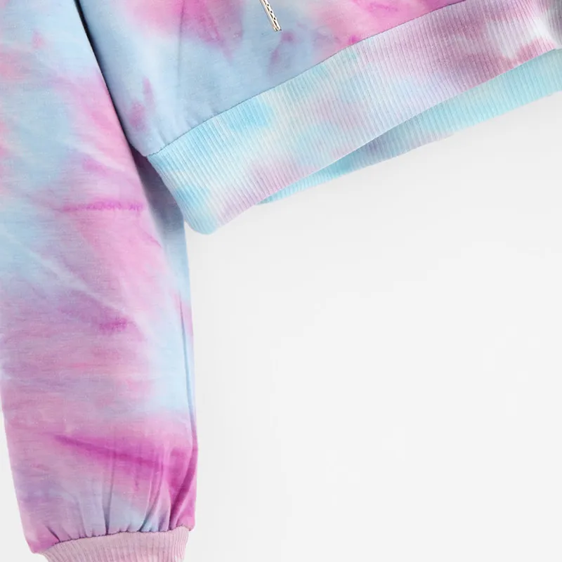 

Fashion Tie-dye Hoodies Sweatshirts Women Girls Casual Long Sleeve Short Hooded Sweatshirt Harajuku Top Blouse Hoody Sudaderas