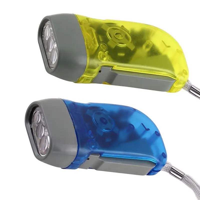 

3 LED Dynamo Wind Up Flashlight Torch Light Hand Press Multicolor New