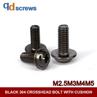 black oxide 304 m2 5m3m4m5 stainless steel phillip cross round head with gasket cushion screw din967