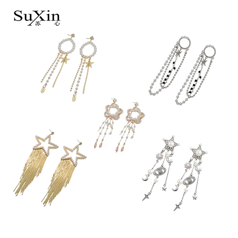 Новые модные висячие серьги в виде пентаграммы корейские для женщин