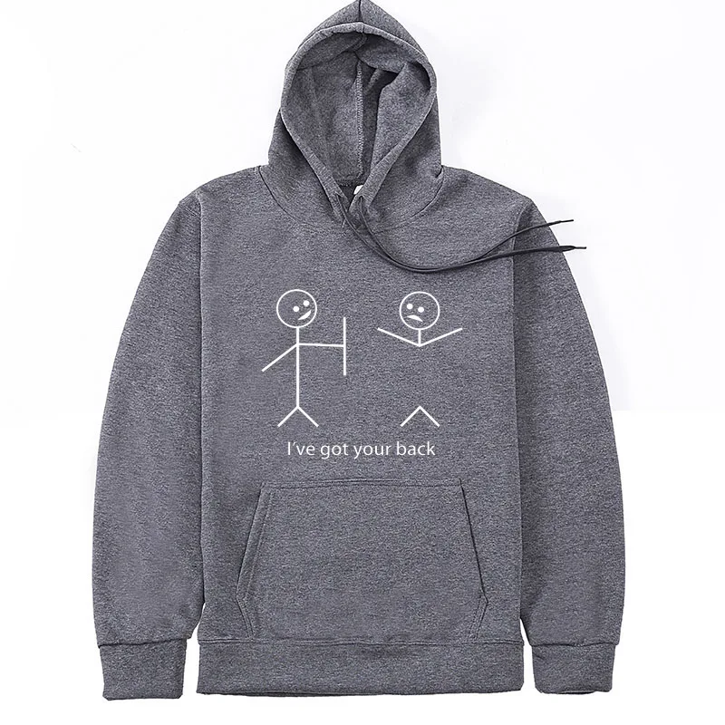 

New Hooded Sweater Stickman Printed Men's Pullover Men's/Women I've got your back autumn and winter plus velvet fashion pocket t