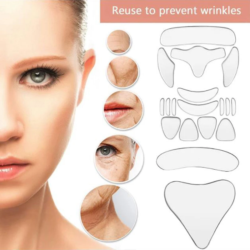 

Reusable Skin Care 1/5/16 Pcs Face Chest Neck Anti Wrinkle Lines Lifting Tightening Silicone Pad
