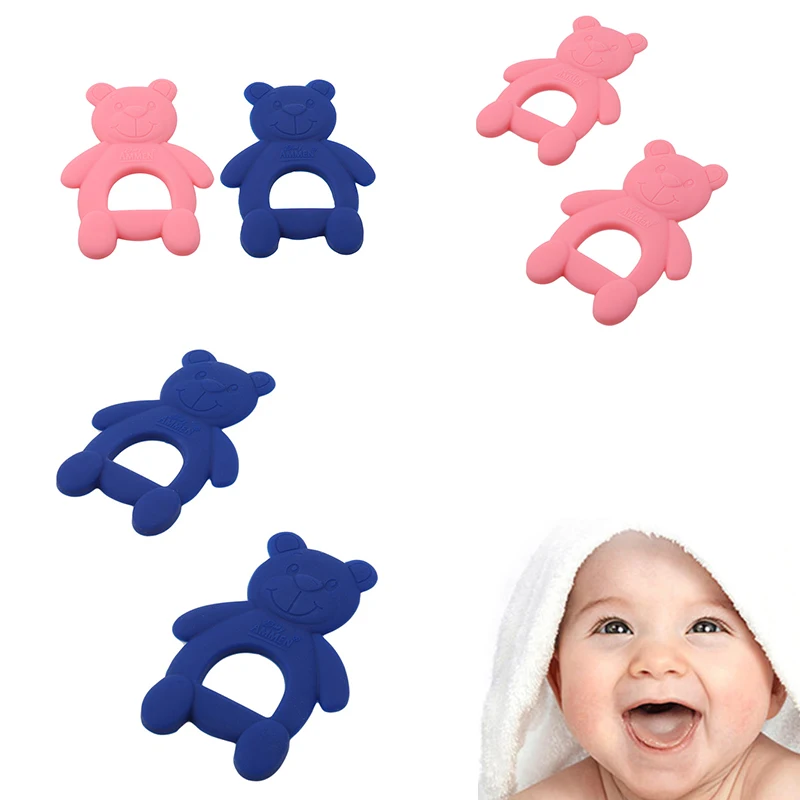

2pcs/set Baby Bear Teether Silicone Chewing Teethers Newborn Tooth Kids Toy Food Grade Safety Cartoon Baby Training Toys