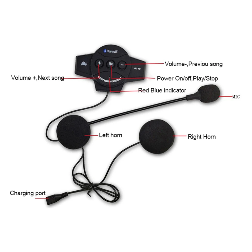 Bluetooth гарнитура BT10 для мотоциклетного шлема время прослушивания музыки 32