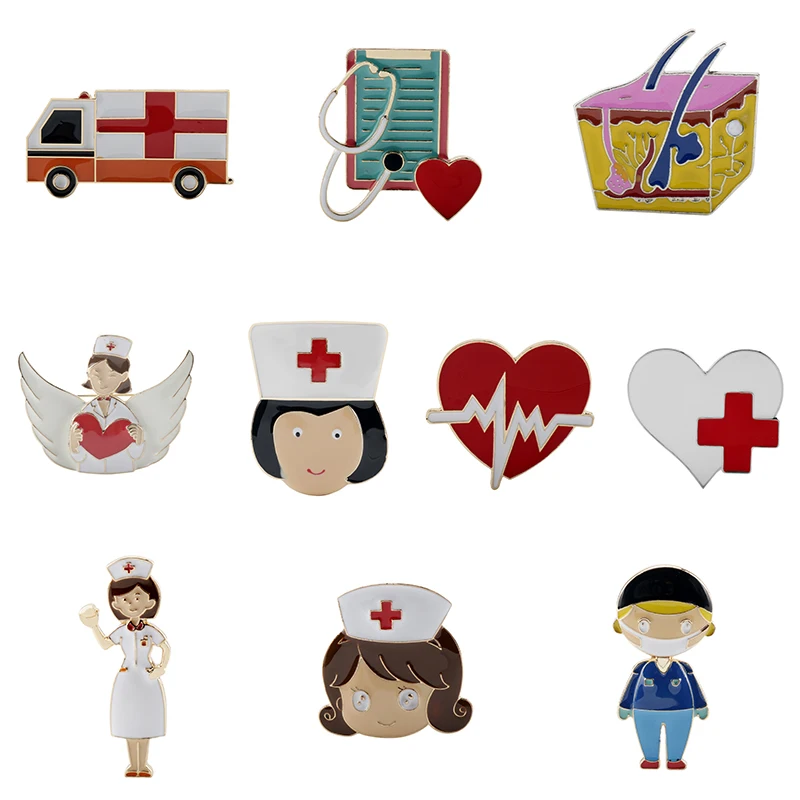 

Doctor Girl Brooch Medical Enamel Figure Brooch Pin Nurse Jewelry Mijoux Gift