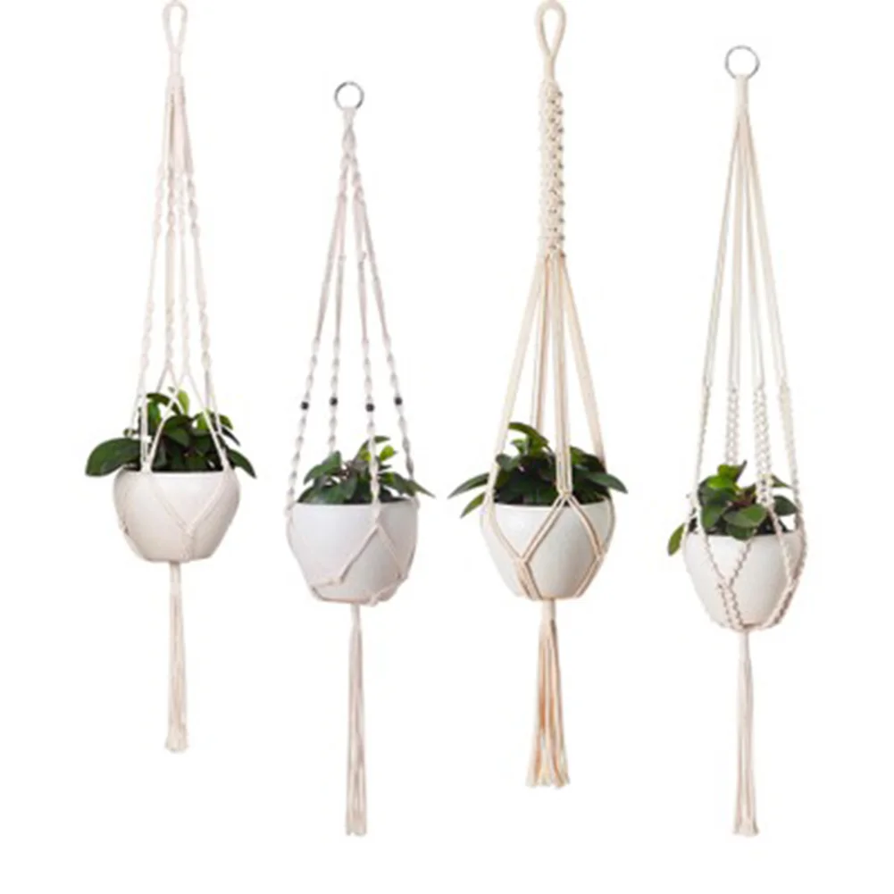 

Macrame Plant Hangers Handmade Indoor Outdoor Hanging Planter Basket Cotton Rope with Beads Tassels Basket Cotton Rope J99Store