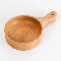 kimchi bowl creative tableware beech japanese large solid wood bowl with handle salad bowl wooden fruit bowl